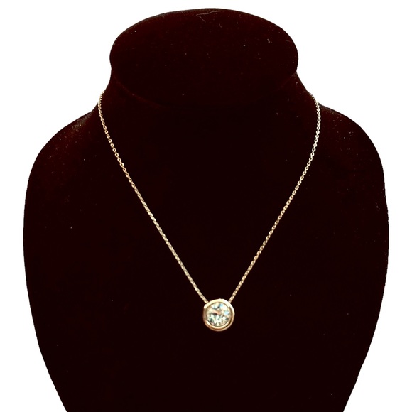 White House Black Market Jewelry - WHBM -Cubic Zirconia Pendant Necklace, soft gold color, floating pendant